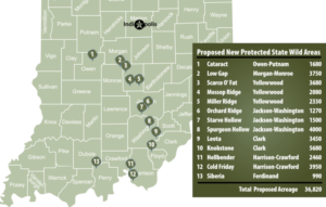 Map of proposed wild areas in Indiana