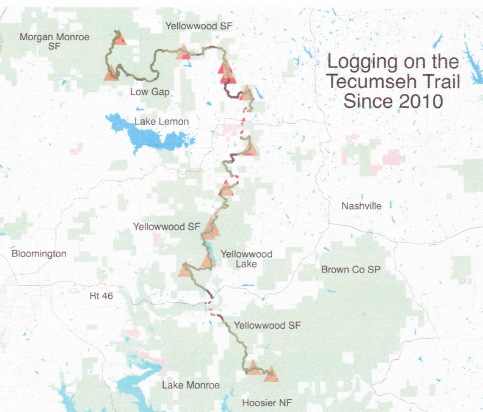 Map of the logging on the Tecumseh Trail since 2010.
