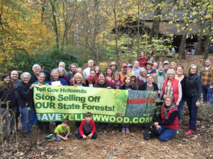 Indiana Forest Alliance members with a Save Yellowwood banner.